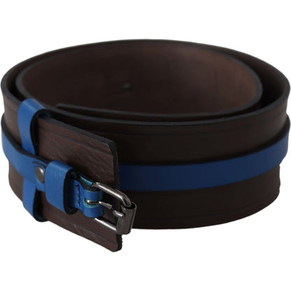 Costume National Brown Thin Blue Line Leather Buckle Belt
