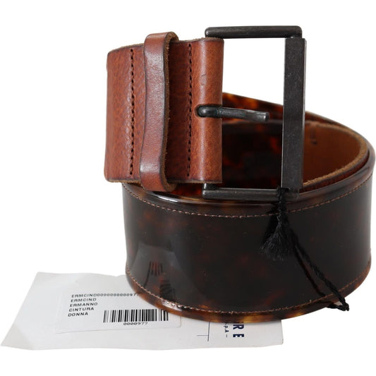 Ermanno Scervino Elegant Dark Brown Leather Belt with Vintage Buckle WOMAN BELTS Ermanno Scervino