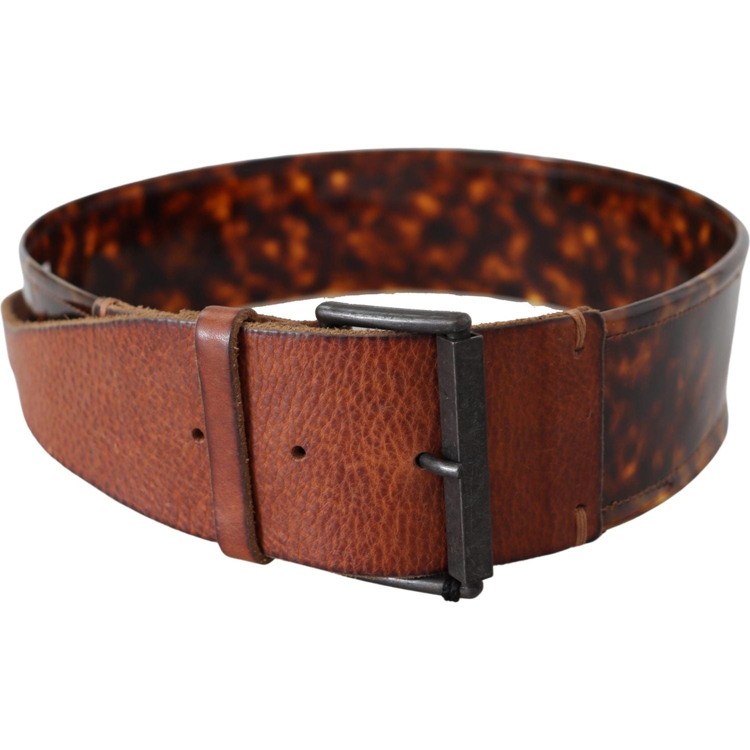 Ermanno Scervino Dark Brown Leather Wide Buckle Belt