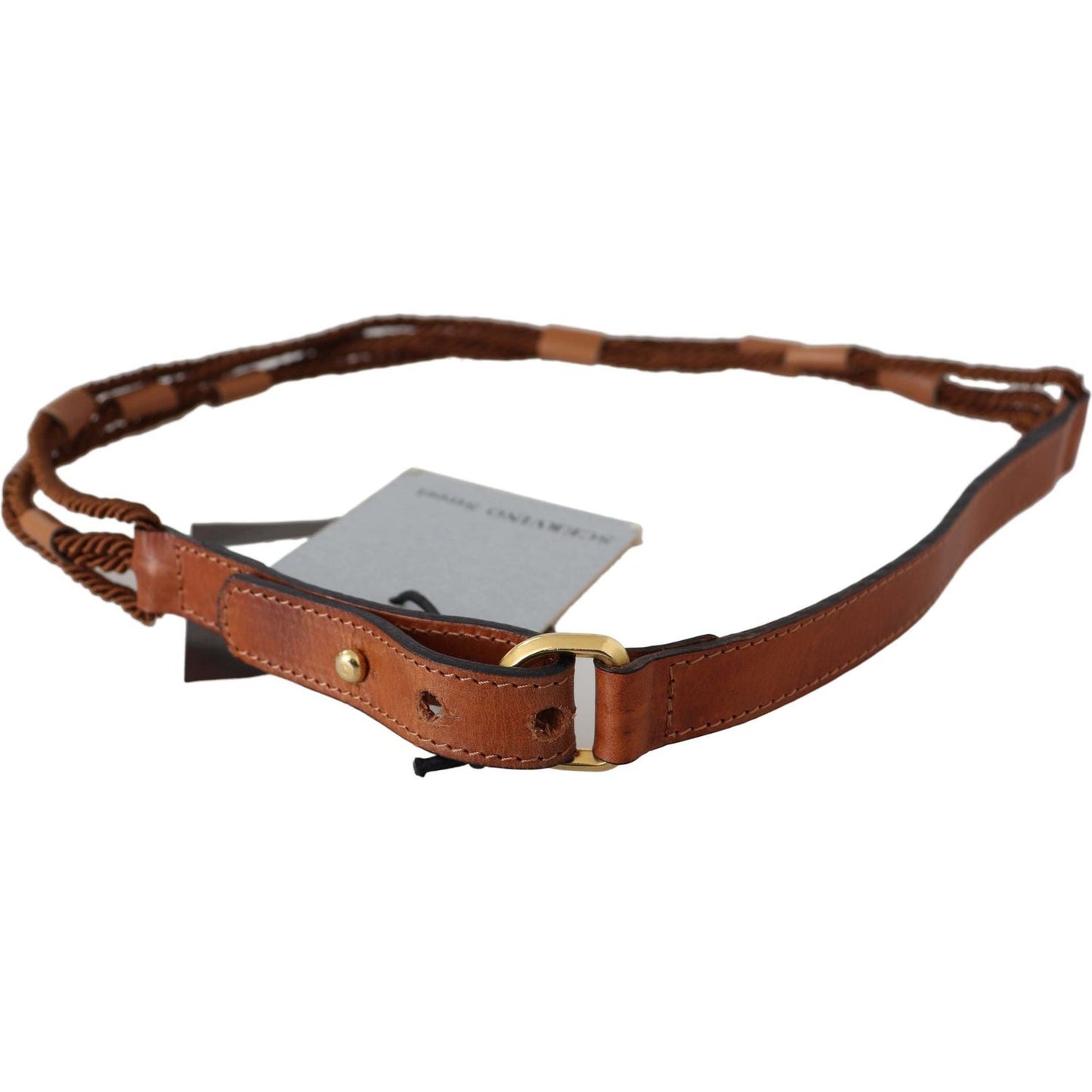 Scervino Street Elegant Braided Leather Belt in Dark Brown Belt Scervino Street