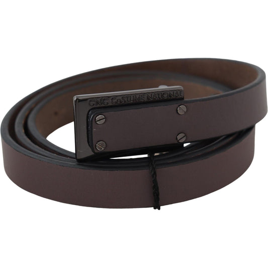 Costume National Brown Leather Tactical Logo Buckle Dark