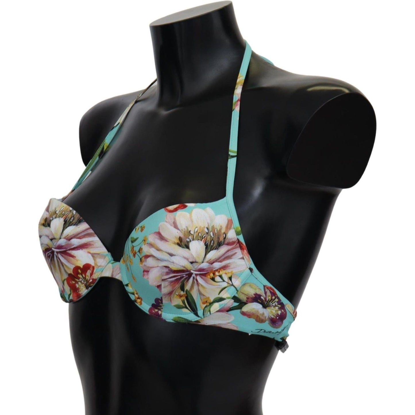 Dolce & Gabbana Chic Mint Green Floral Bikini Top Dolce & Gabbana