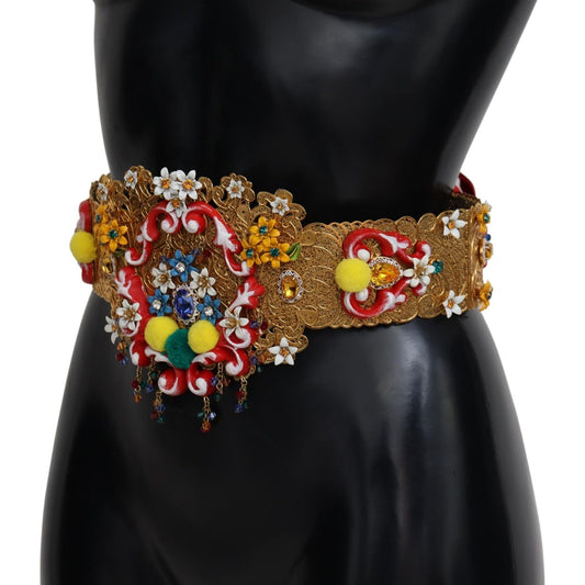 Gold-Tone Floral Crystal Waist Belt