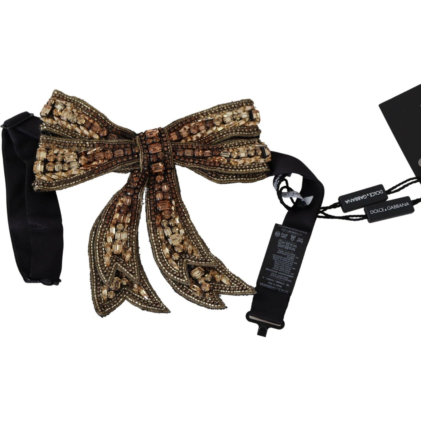 Dolce & Gabbana Elegant Gold Silk Embellished Bowtie Dolce & Gabbana