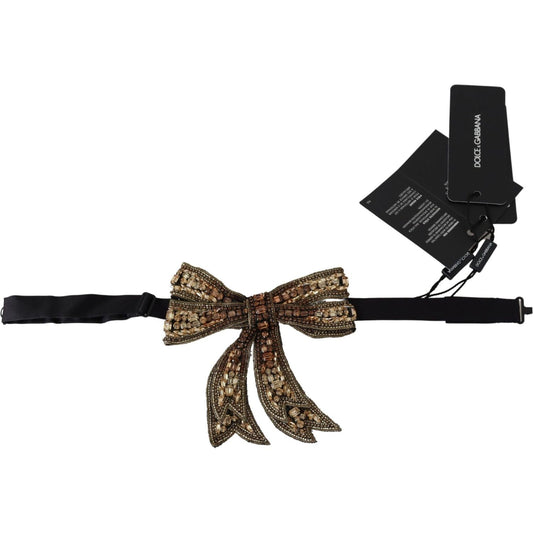 Elegant Gold Silk Embellished Bowtie