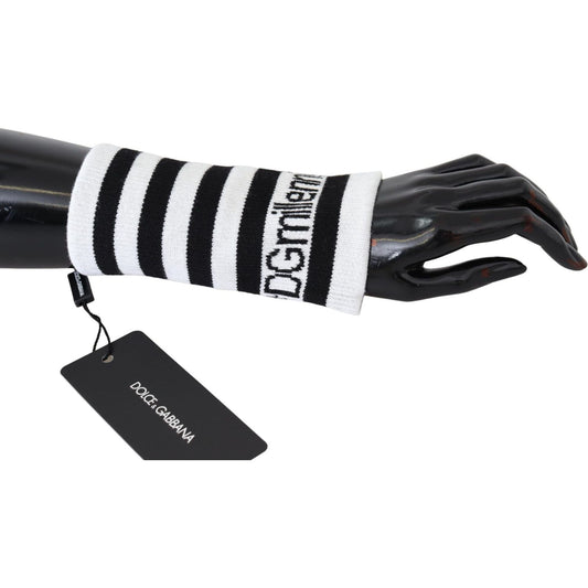 Dolce & Gabbana Black White Wool DGMillennials Wristband Wrap