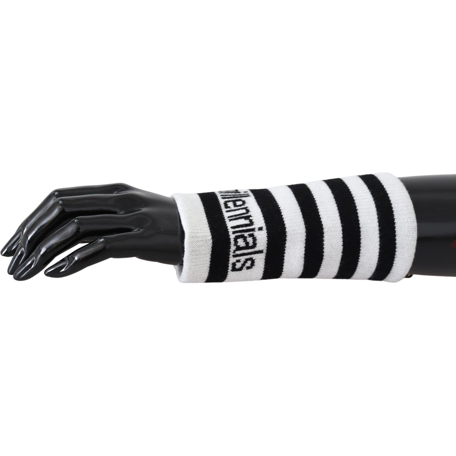 Dolce & Gabbana Black White Wool DGMillennials Wristband Wrap