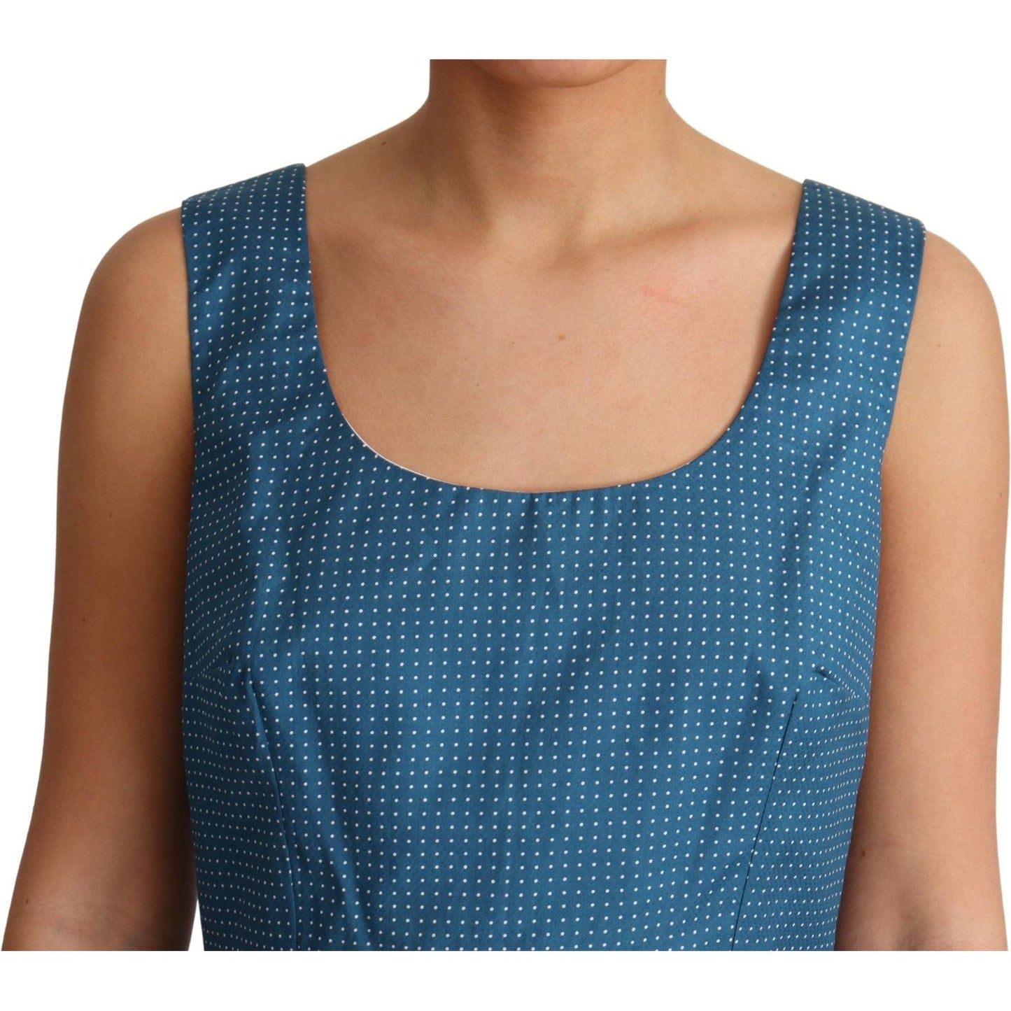 Dolce & Gabbana Blue Polka Dotted Sleeveless A-Line Dress Dolce & Gabbana