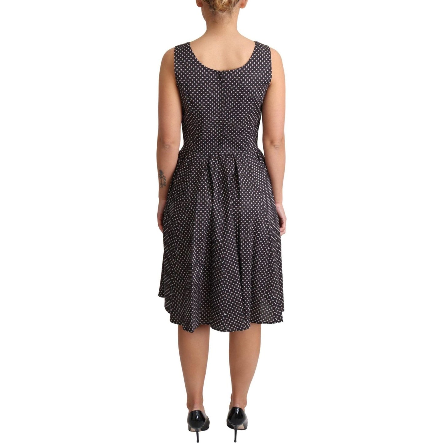 Dolce & Gabbana Black Floral Cotton A-Line Stretch Dress