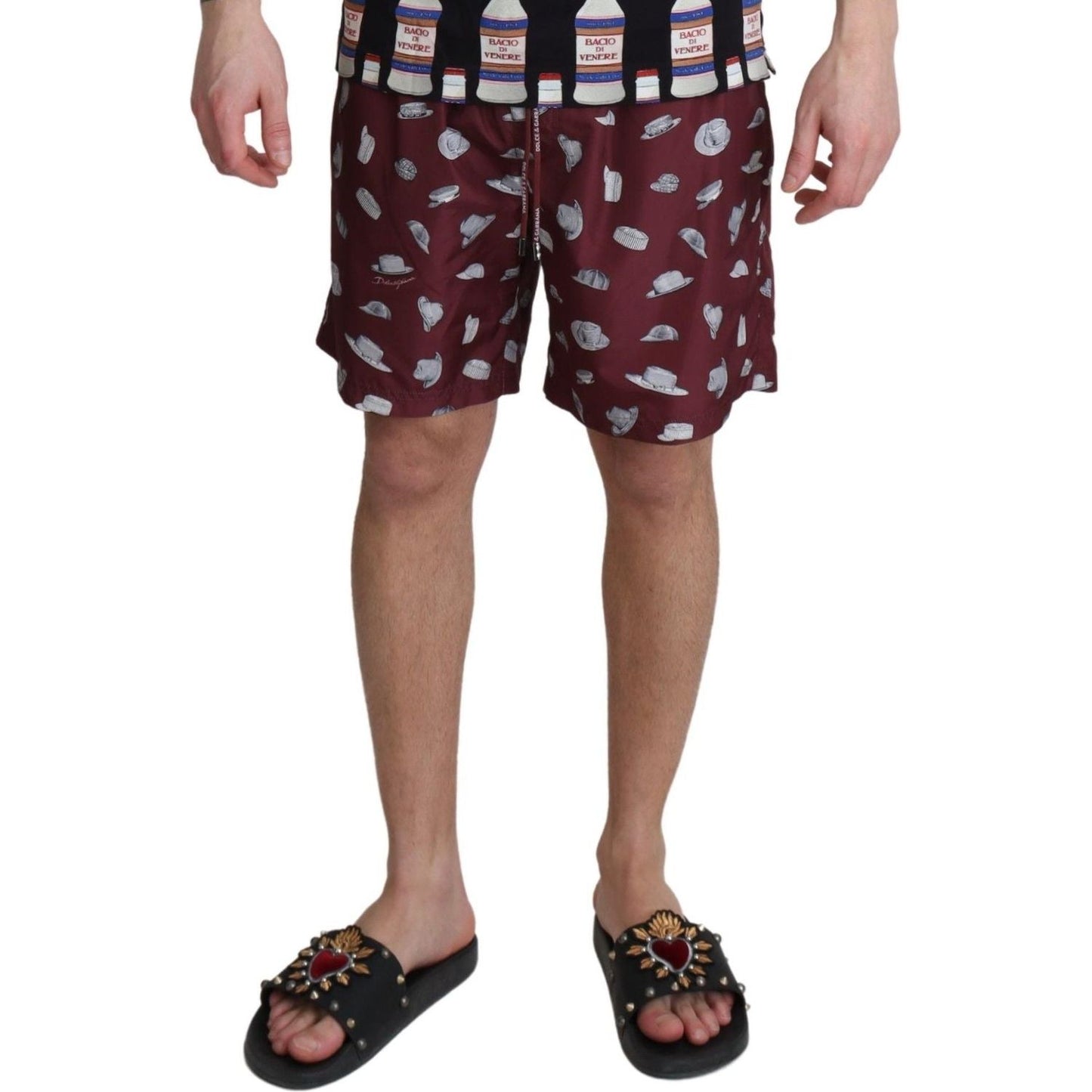 Dolce & Gabbana Elegant Maroon Beachwear Trunks Dolce & Gabbana