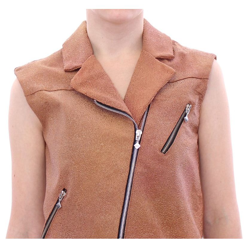 La Maison du Couturier Sleeveless Leather Couture Vest in Rich Brown Coats & Jackets La Maison du Couturier