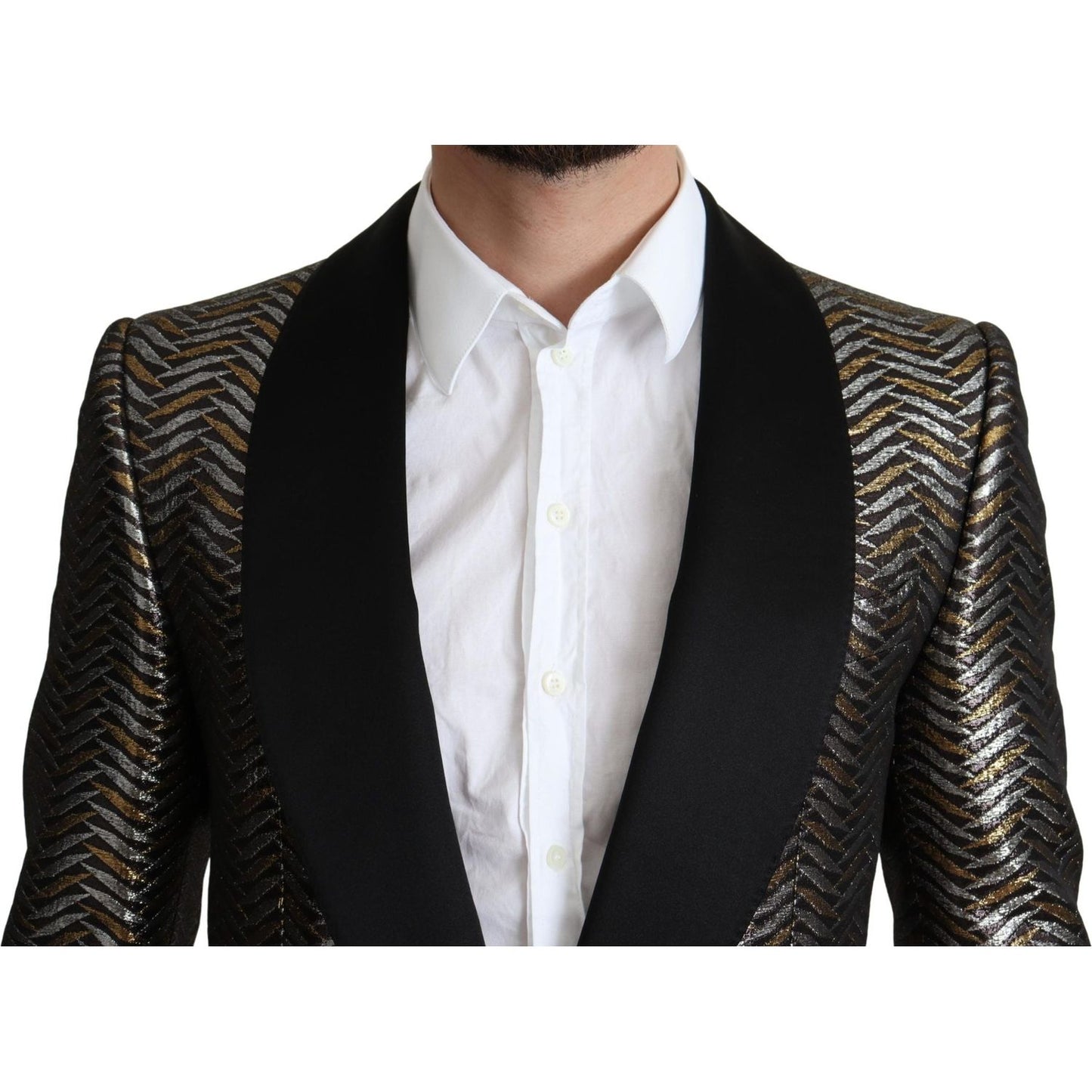 Dolce & Gabbana Elegant Metallic Jacquard Slim Blazer Jacket Dolce & Gabbana