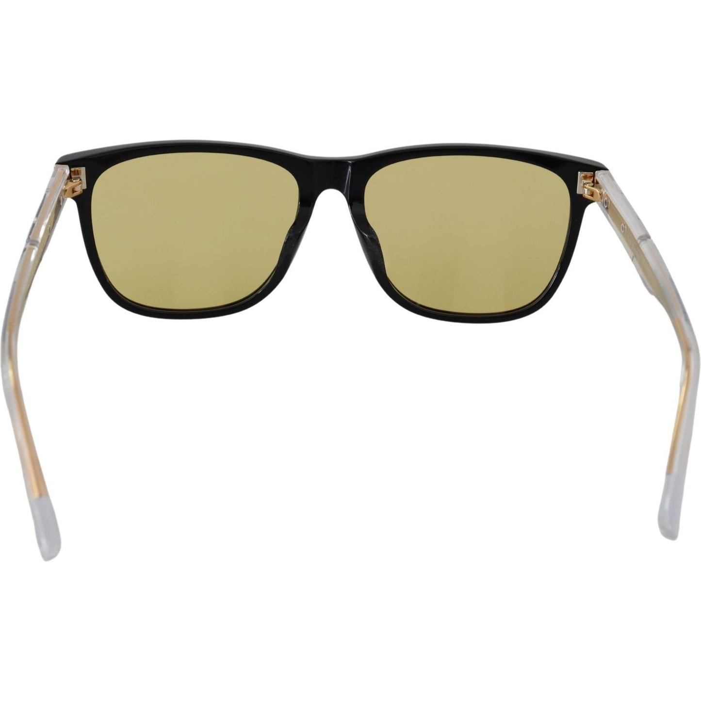 Chic Black Acetate Sunglasses with Yellow Lenses