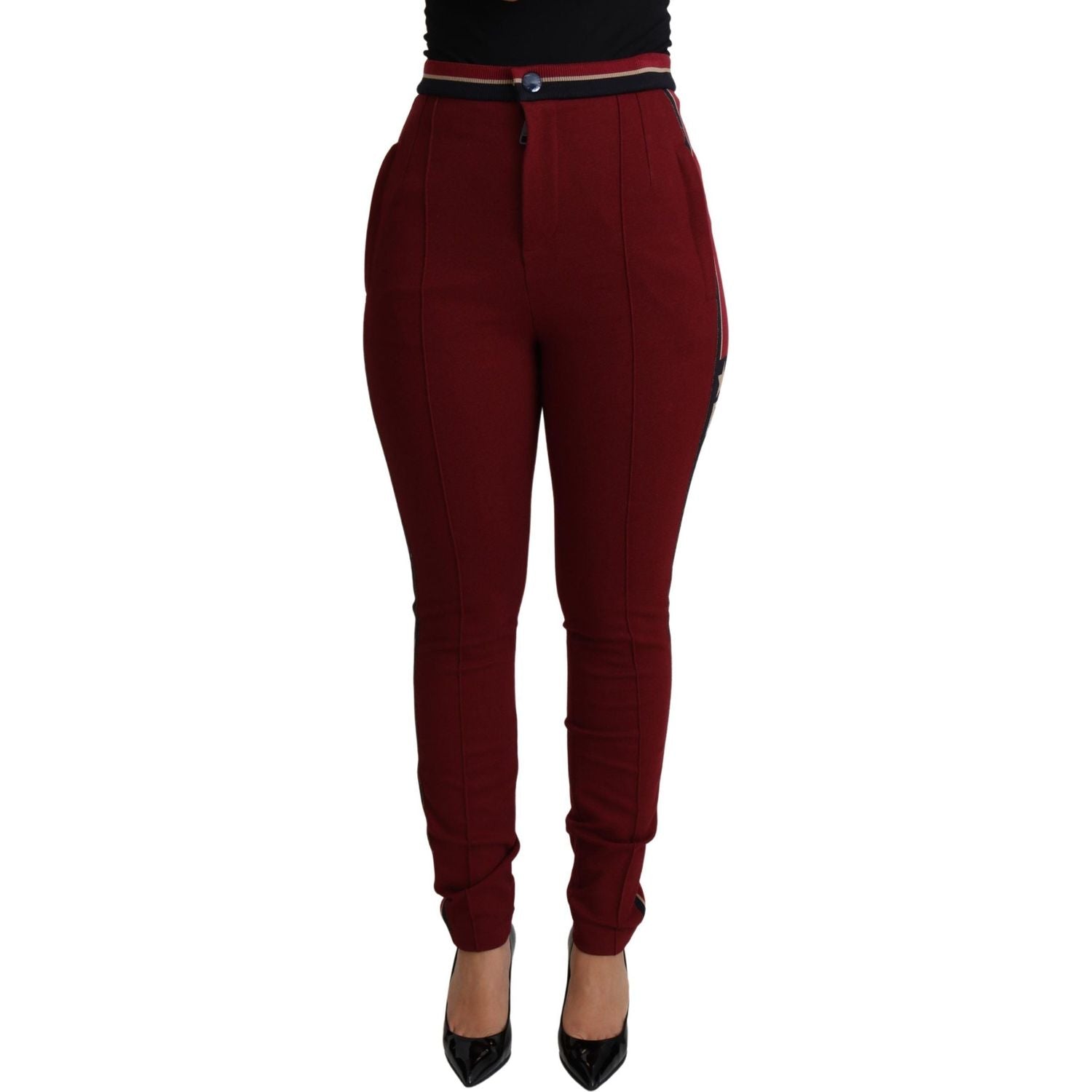 Dolce & Gabbana Red DG Star Striped Skinny Cotton Pant