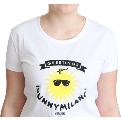 Moschino White Cotton Sunny Milano Print T-shirt