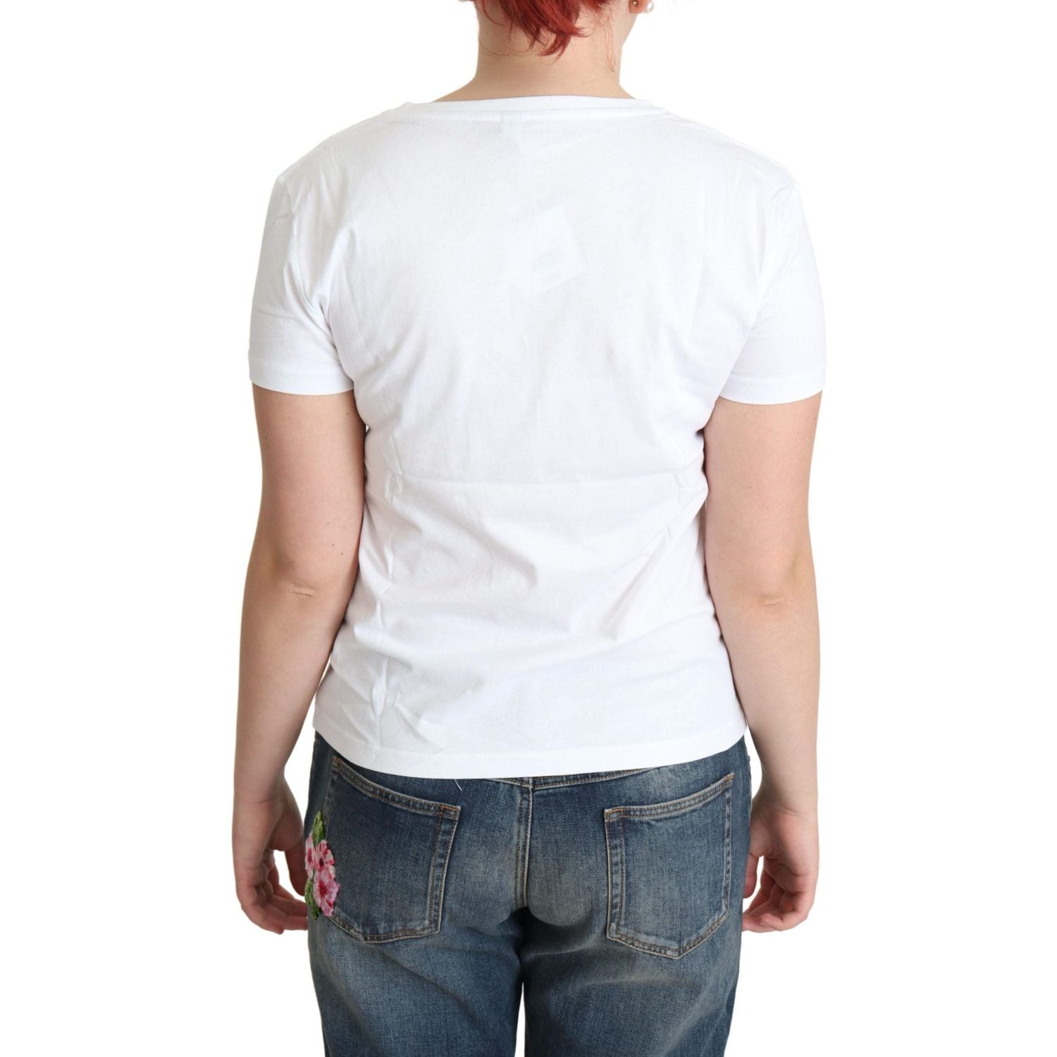 Moschino White Cotton Come Play 4 Us Print Tops T-shirt