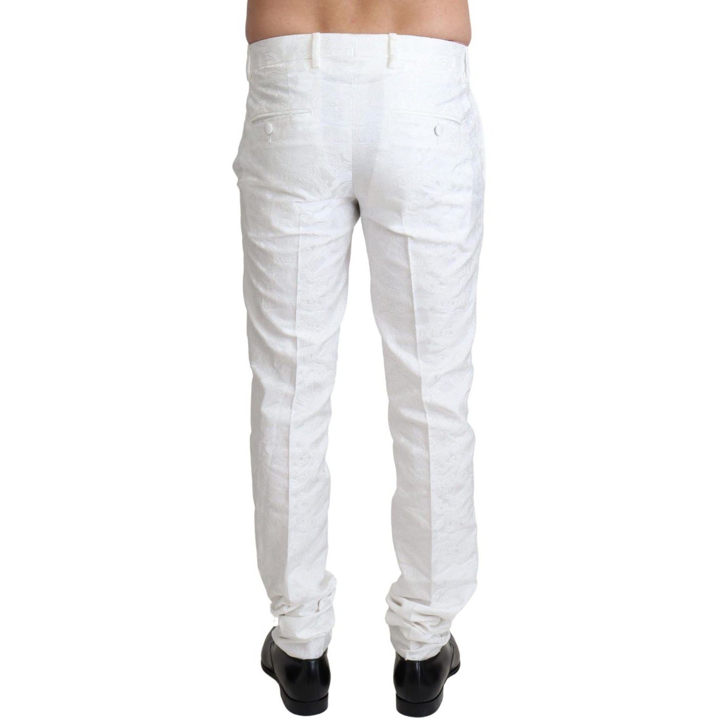 Dolce & Gabbana Elegant White Brocade Dress Pants Dolce & Gabbana