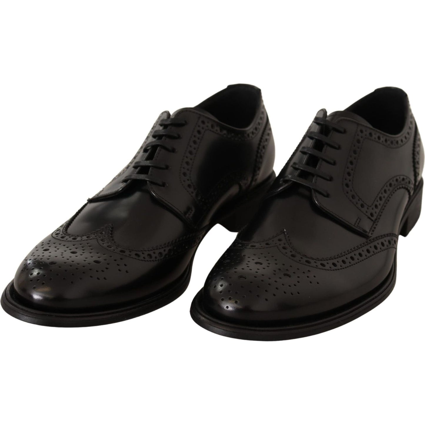Dolce & Gabbana Black Leather Oxford Wingtip Formal Shoes