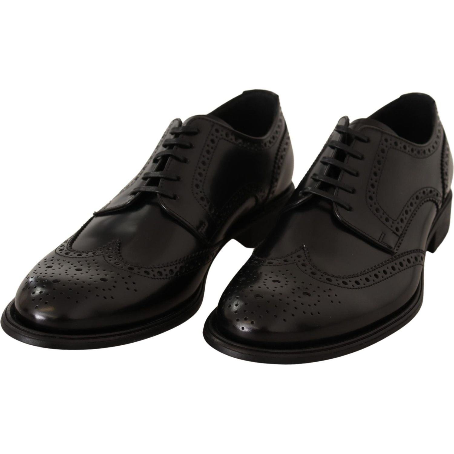 Dolce & Gabbana Black Leather Oxford Wingtip Formal Shoes