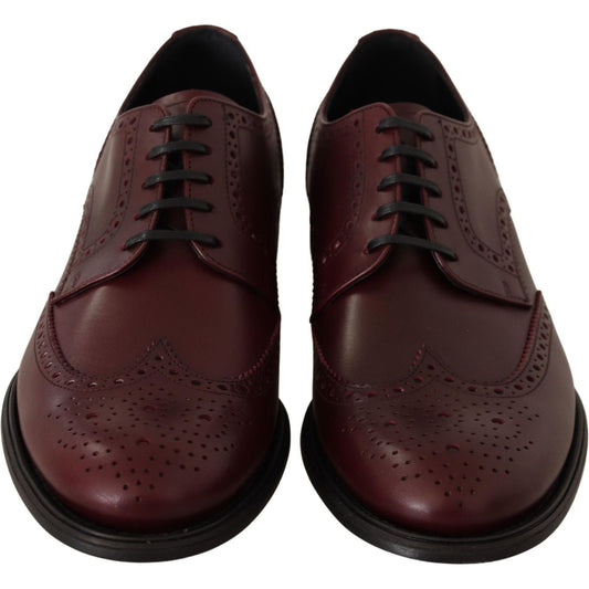 Elegant Bordeaux Leather Derby Shoes