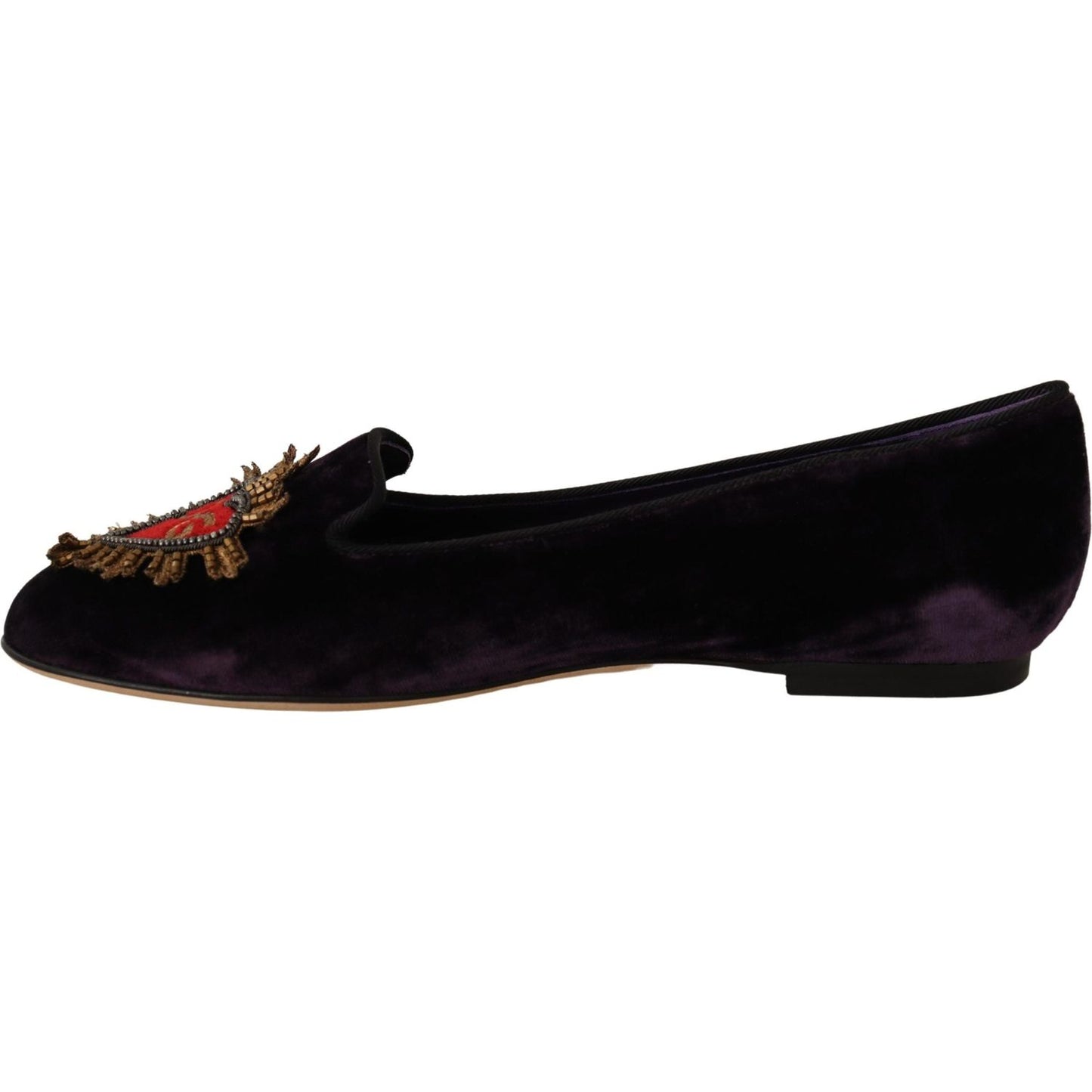 Dolce & Gabbana Chic Purple Velvet Loafers with Heart Detail Dolce & Gabbana