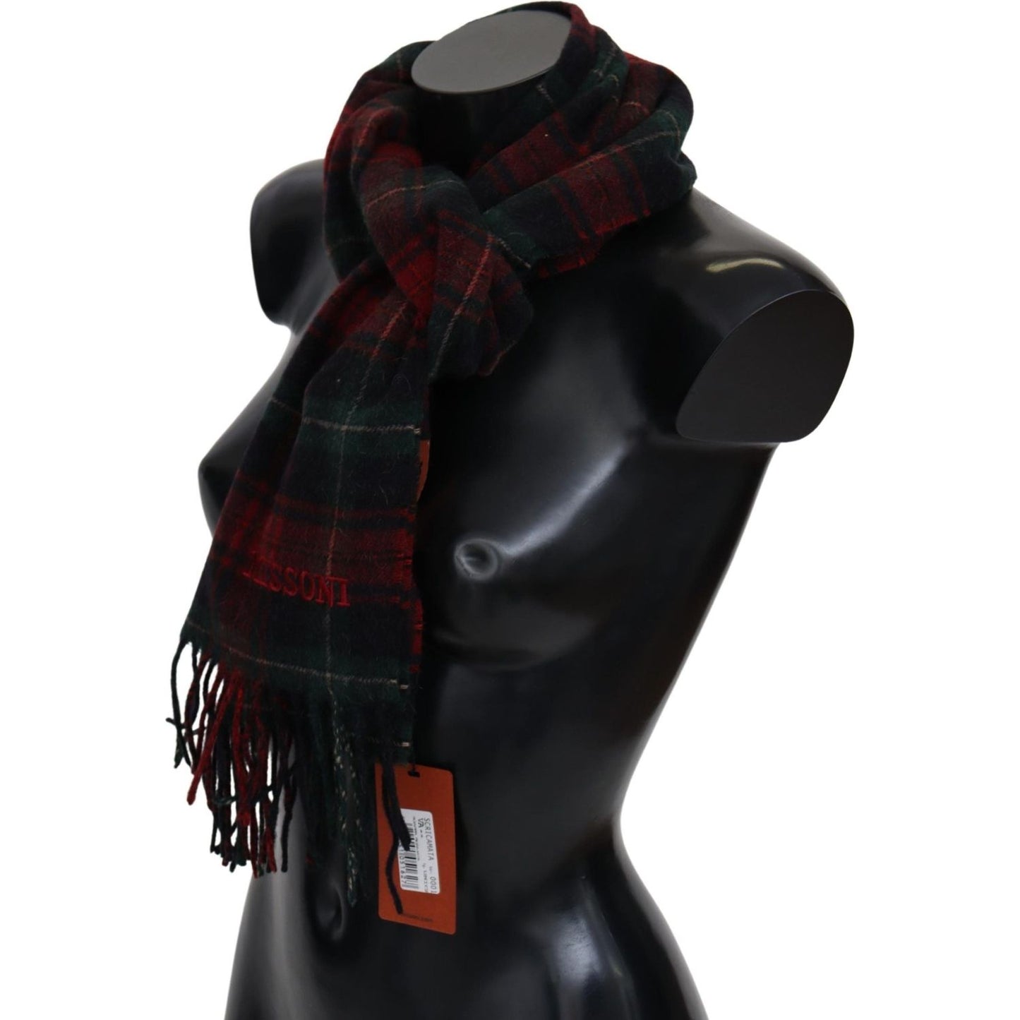 Missoni Elegant Check Wool Scarf with Logo Embroidery Missoni