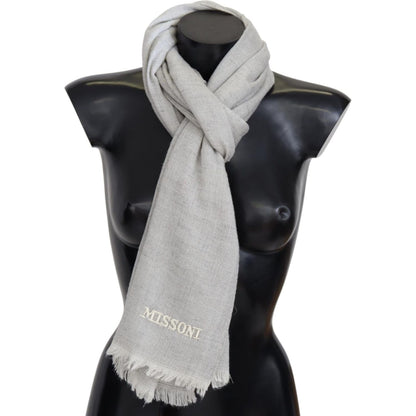 Missoni Gray Wool Knit Unisex Neck Wrap Scarf 1728,67345645728,Accessories,Gray,Material: 100% Wool,Men,Men - Accessories,Missoni,New with tags,Scarves - Accessories,Scarves - Men - Accessories,Scarves - Scarves - Accessories
