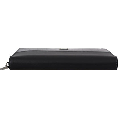 Dolce & Gabbana Black Zip Around Continental Clutch Leather Wallet