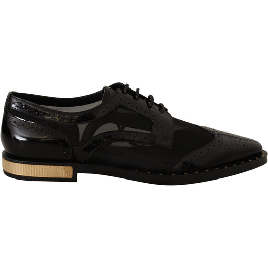 Dolce & Gabbana Elegant Gold-Trimmed Black Oxford Lace-Ups Dolce & Gabbana