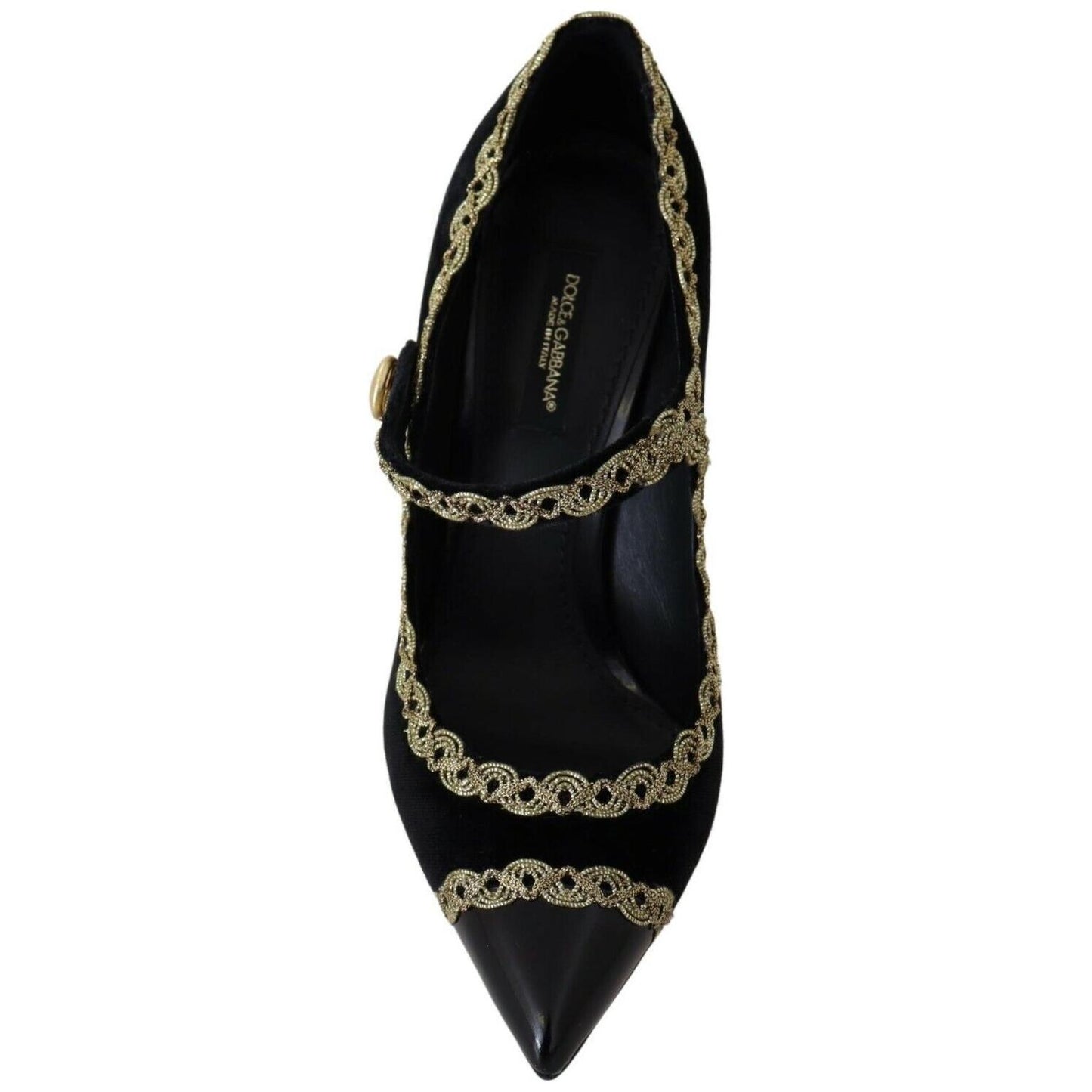 Dolce & Gabbana Elegant Gold-Embroidered Black Velvet Pumps WOMAN PUMPS Dolce & Gabbana