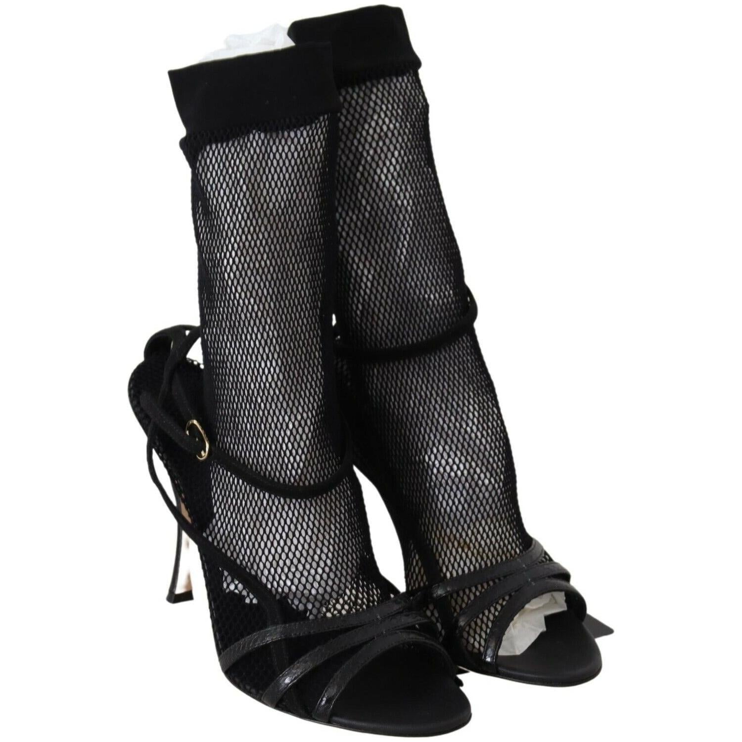 Dolce & Gabbana Black Suede Short Boots Sandals Shoes