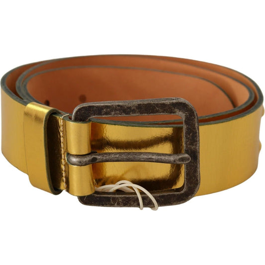 Elegant Gold Genuine Leather Men's Belt