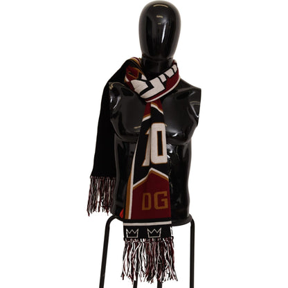 Dolce & Gabbana Multicolor Wool Knit DG King Shawl Wrap Scarf