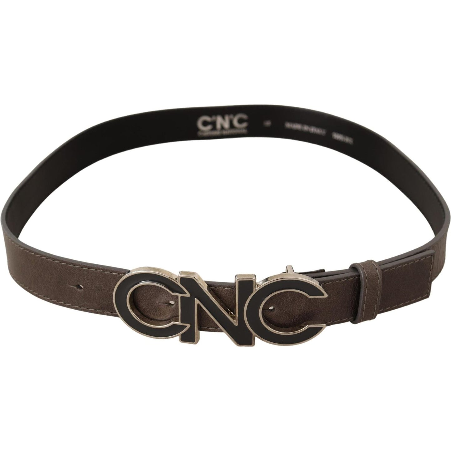 Costume National Brown Letter Logo Buckle Belt