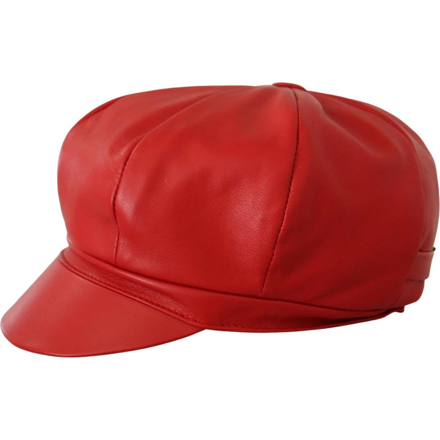 Dolce & Gabbana Chic Red Leather Cabbie Cap Dolce & Gabbana