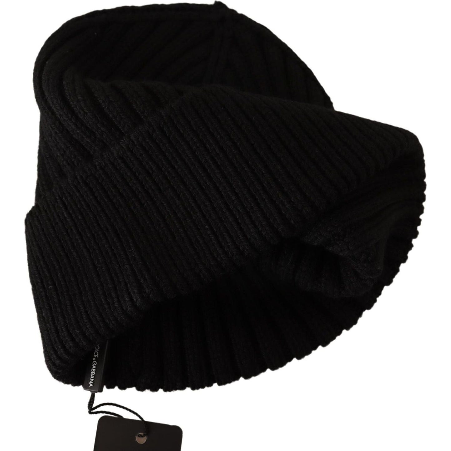 Dolce & Gabbana Elegant Cable Knit Wool Beanie with Fleece Liner Beanie Hat Dolce & Gabbana