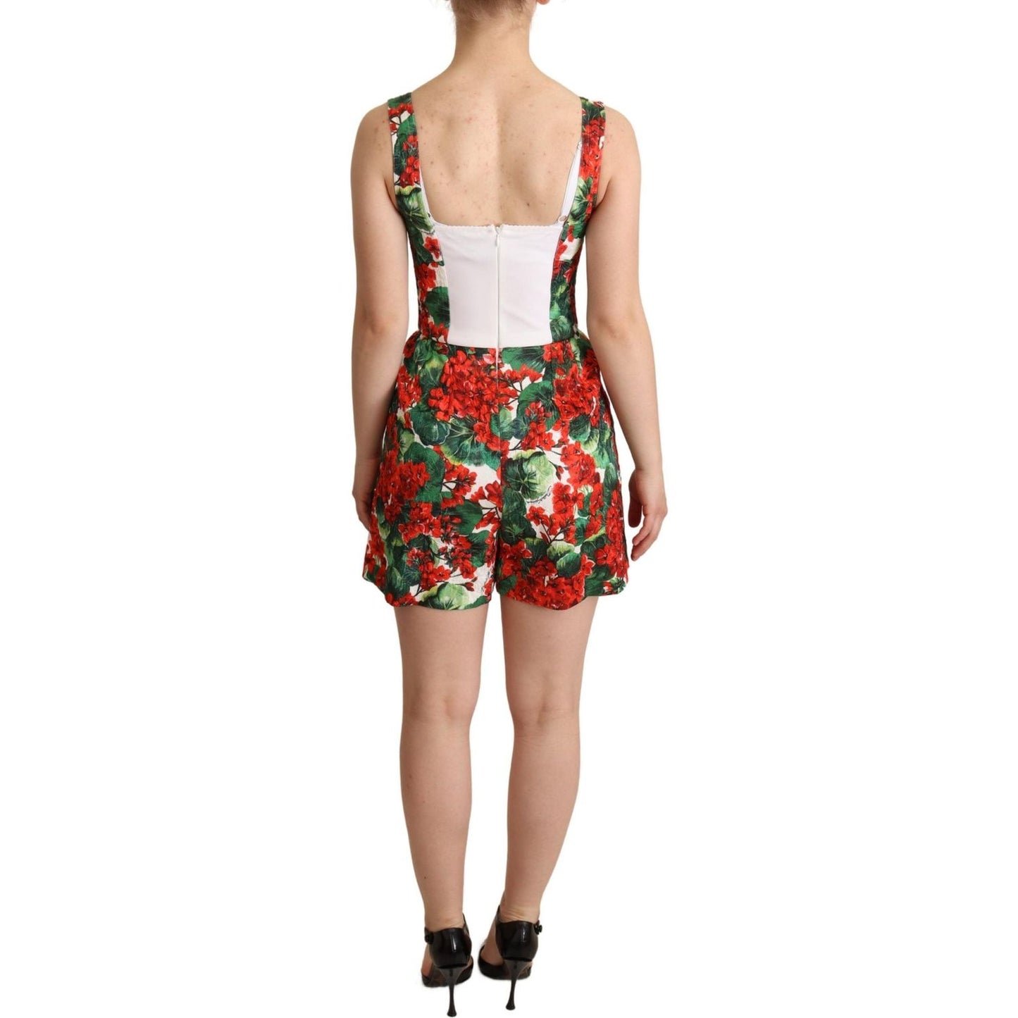 Dolce & Gabbana Chic Red Geranium Print Sleeveless Jumpsuit WOMAN DRESSES Dolce & Gabbana