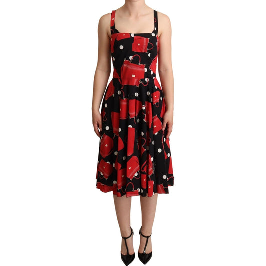 Dolce & Gabbana Sicilian Bag Print Sleeveless Midi Dress WOMAN DRESSES Dolce & Gabbana