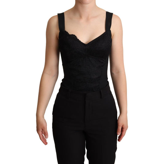 Dolce & Gabbana Elegant Black Lace Bodysuit Corset Dress Jeans & Pants Dolce & Gabbana