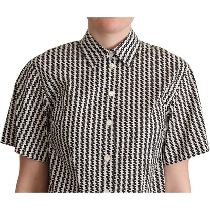 Dolce & Gabbana White Black Fantasy Pattern Shirt