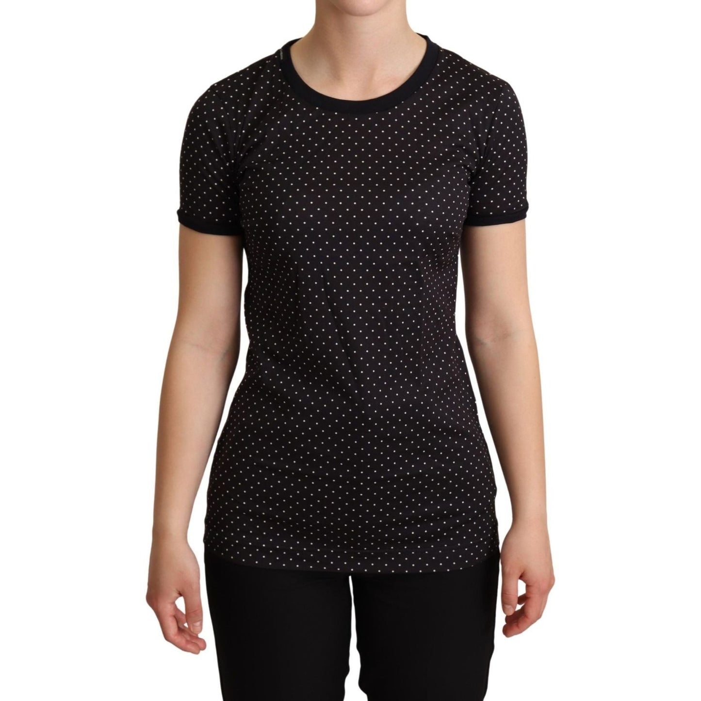 Dolce & Gabbana Polka Dotted Black Short Sleeve Crewneck Top Dolce & Gabbana