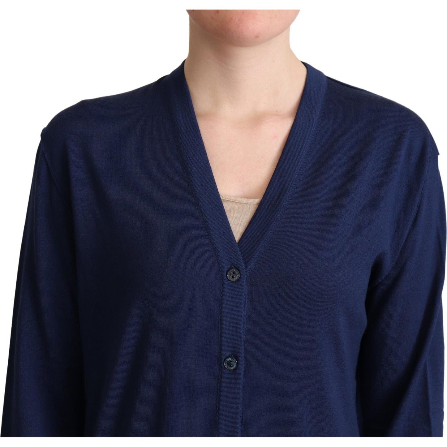 Dolce & Gabbana Elegant Virgin Wool Blue Cardigan Dolce & Gabbana