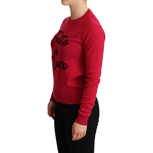 Chic Pink Cashmere Blend Crewneck Pullover