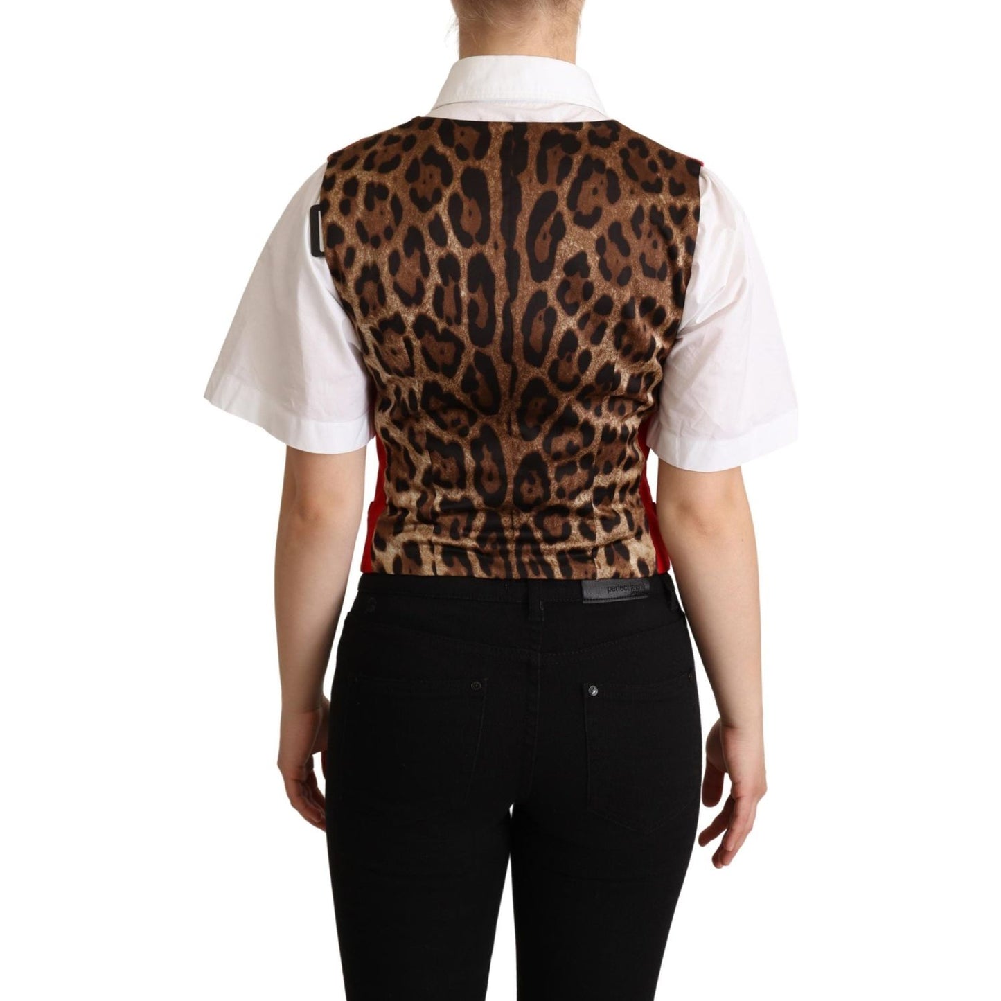 Dolce & Gabbana Elegant Red Leopard Print Sleeveless Vest Dolce & Gabbana