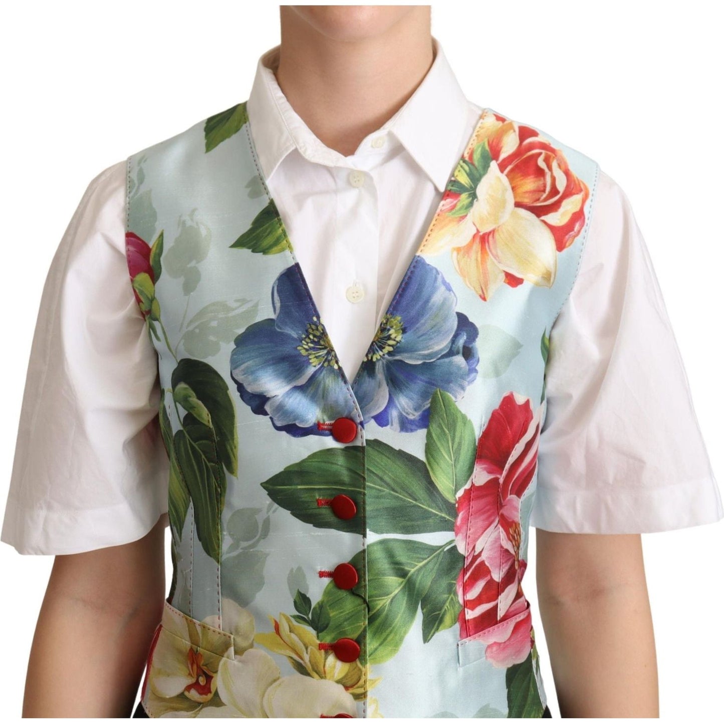 Dolce & Gabbana Elegant Floral Print Silk Waistcoat Dolce & Gabbana