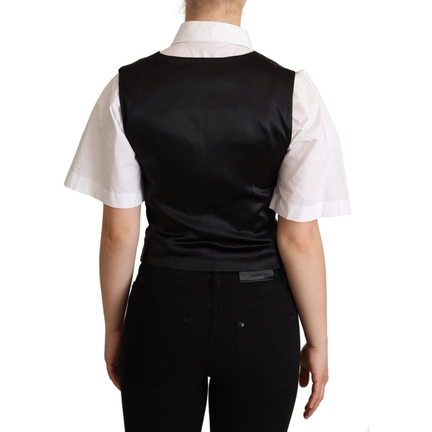 Dolce & Gabbana Elegant Silk Blend Black Waistcoat Dolce & Gabbana