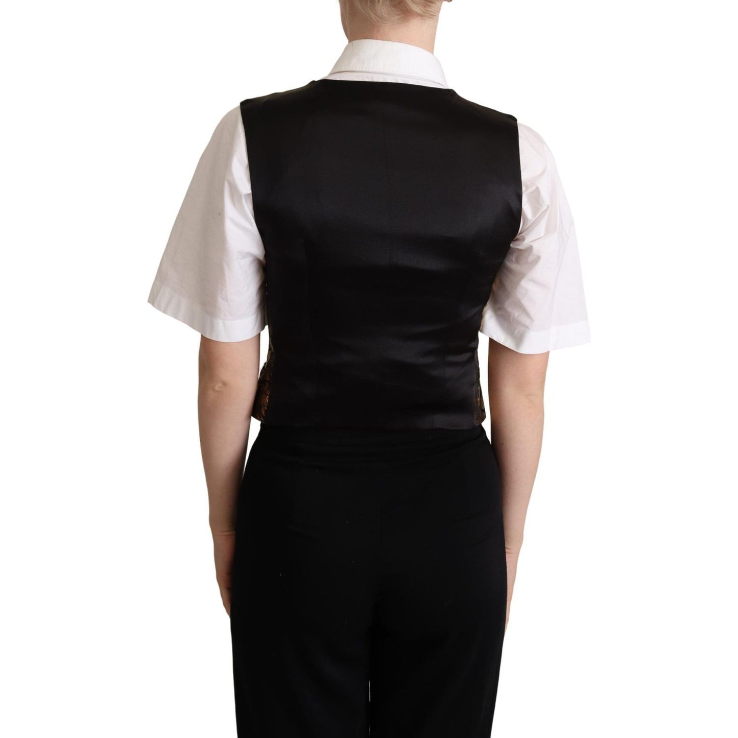 Dolce & Gabbana Elegant Black Jacquard Waistcoat Dolce & Gabbana