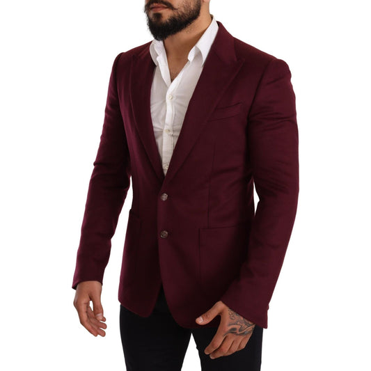 Elegant Maroon Bordeaux Cashmere Blazer