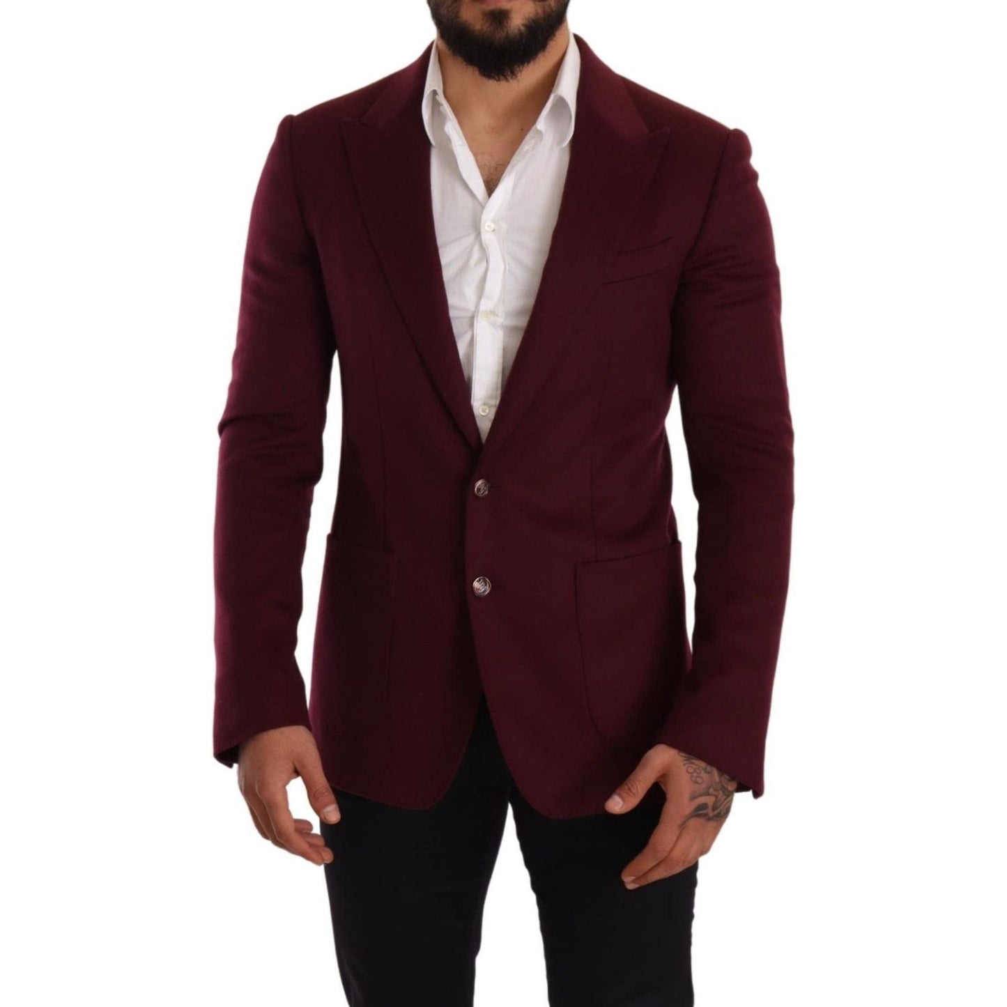 Dolce & Gabbana Elegant Maroon Bordeaux Cashmere Blazer Dolce & Gabbana