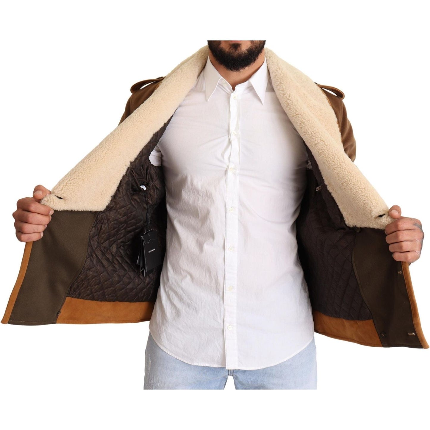 Dolce & Gabbana Elegant Double Breasted Shearling Jacket Dolce & Gabbana